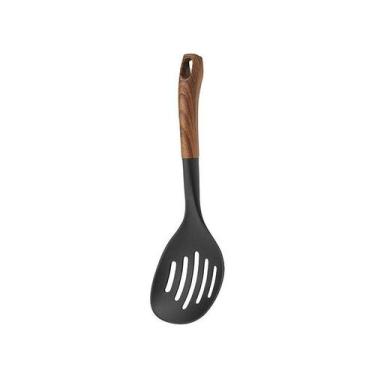 Imagem de Escumadeira Terrina de Nylon com Cabo Marrom tipo Madeira 33,5 cm - HA
