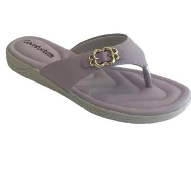 Imagem de Chinelo Feminino Comfortflex Ortopédico Salto Baixo Dedo, 35, Lilás