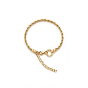 Imagem de Pulseira Feminina Cordão Baiano Aço Inoxidável Banhada Ouro 18k - MS C