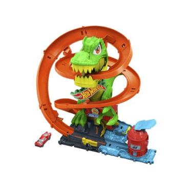 Imagem de Pista Hot Wheels Jurassic World T-rex Vs Fire Station JBM73 COR:AZUL, 