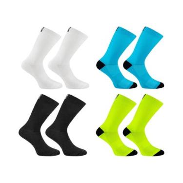 Imagem de Meias De Compressão Unissex De Cor Pura Para Ciclismo, 4 Pares, Para C