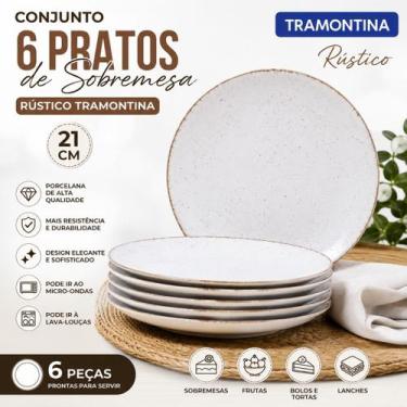 Imagem de Conjunto 6 Pratos Sobremesa 21cm Rústico Tramontina Porcelan