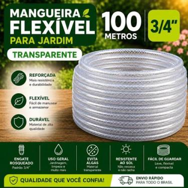 Imagem de Mangueira de Jardim Trançada 3/4" 2,5mm 120PSI 100 Metros Transparente