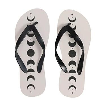 Imagem de Chinelo feminino abstrato Boho lua formas finas praia sandálias para homens verão tanga estilo chinelos de viagem, Multicor, 8-9 Narrow Women/6.5-7 Narrow Men