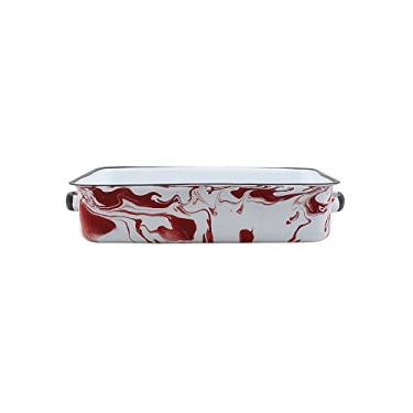 Imagem de Bandeja Multiuso Esmaltada Marmorizada Vermelha 800 ml - Ewel