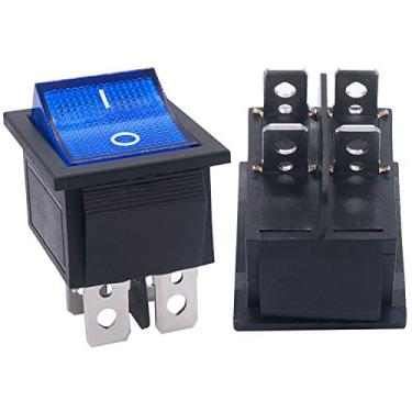 Imagem de Twidec 2Pcs Interruptor Oscilante Ac 20A 125V 15A 250V Dpst 4 Pinos 2 Posição Ligado Desligado Luz Conduziu Azul Barco Iluminado Interruptor Kcd4 Kcd2-201N-Bu Azul
