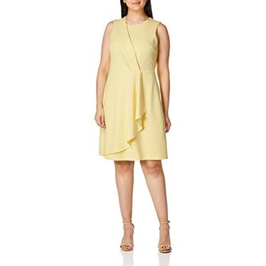 Imagem de Calvin Klein Vestido feminino sem mangas com babados laterais plissados, Pipoca, 44