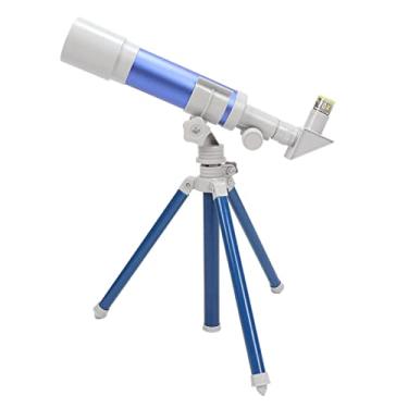Imagem de Telescópio astronômico infantil, telescópio portátil de astronomia dobrável equipado com tripé, 3 oculares diferentes, telescópio refrator para adultos iniciantes, presente de brinquedos de educação precoce (azul)
