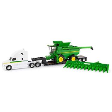 Imagem de John Deere S780 Combine with Freightliner and Lowboy Trailer 1/64 Scale