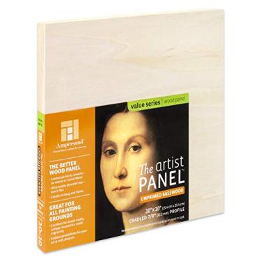 Imagem de Ampersand Art Supply UPWP751010 Unprimed Basswood Artist Panel 7/8" Cradled Perfil, 25 x 25 cm