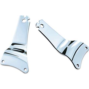 Imagem de Kuryakyn Componente do encosto do assento do motorista/passageiro multiuso 1666: suportes altos fixos para motocicletas Harley-Davidson Touring 2009-13, 1 par, cromado