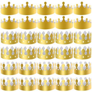 Imagem de SIQUK 27 peças de coroa de papel dourado coroa coroa coroa de ouro chapéus coroas rei para festa e celebração