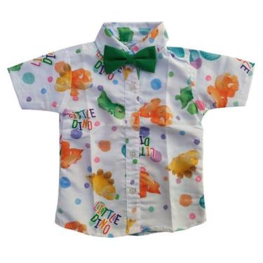 Imagem de Camisa Tema Dinossauro Baby Com Gravata Infantil Menino - Doce Criança