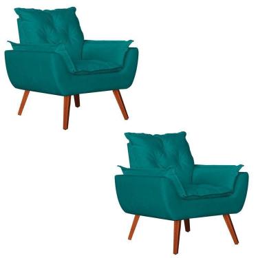 Imagem de Kit 2 Poltronas Opala Suede Azul