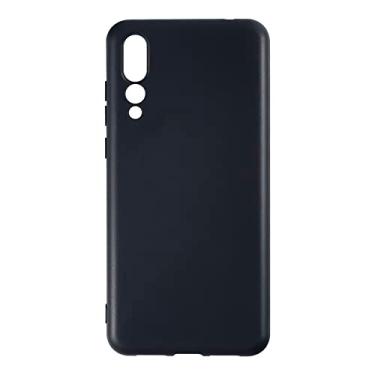 Imagem de Capa para Huawei P20 Pro, capa traseira de TPU (poliuretano termoplástico) macio à prova de choque de silicone anti-impressões digitais capa protetora de corpo inteiro para Huawei P20 Plus (6,10 polegadas) (preto)