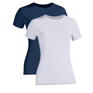 Imagem de Kit 2 Camiseta Proteção Solar Feminina Manga Curta Uv50+ 1 Marinho 1 B