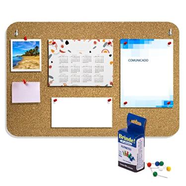 Imagem de 2 Quadro Aviso Cortiça Recado Mural Fotos 28x44cm