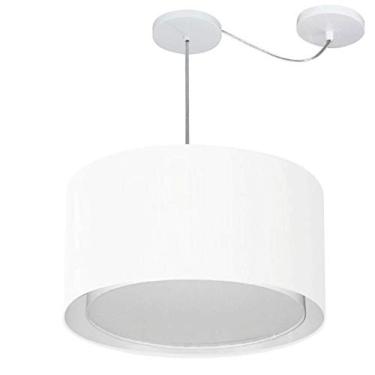 Imagem de Lustre Pendente Cilíndrico com Desvio de Centro Cúpula Tecido 30/45x40 cm, Vivare Iluminação, Pendente4307 BR, Branco, Médio