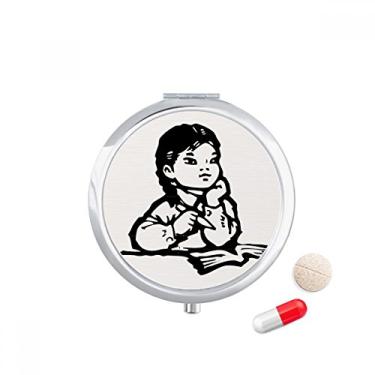 Imagem de Porta-comprimidos de patriotismo para mesa de menina com desenho preto, caixa de armazenamento de medicamentos