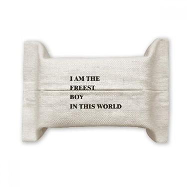 Imagem de Bolsa de linho de algodão com suporte para lenços faciais I Am The Freest Boy