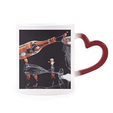 Imagem de Caneca de vidro para decoração de balde de gelo sensível ao calor Caneca vermelha que muda de cor