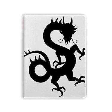 Imagem de Caderno de desenho chinês com silhueta de dragão chinês, capa de goma