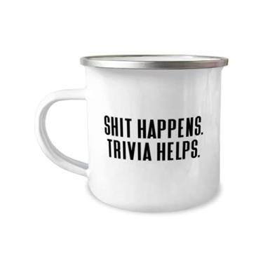 Imagem de Shit Happens. Trivia Helps. Caneca de 355 ml, Piada Trivia, Para Homens e Mulheres