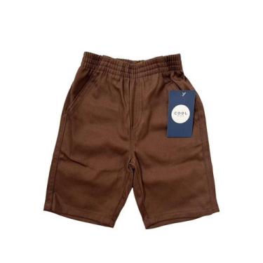 Imagem de Bermuda Shorts Algodão Elástico Infantil Meninos Com Bolsos Tam 1 2 3