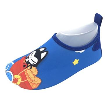 Imagem de Tênis infantil infantil fino e respirável sapatos de natação parque aquático desenhos animados sola de borracha sapatos de praia tamanho 12 sapatos infantis, Azul, 5.5 Toddler