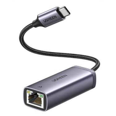 Imagem de MPOWER Adaptador USB C para RJ45 Ethernet Conexão Estável Design Elegante Cinza Preto Velocidade 10/100/1000Mbps Compatível com Diversos Dispositivos