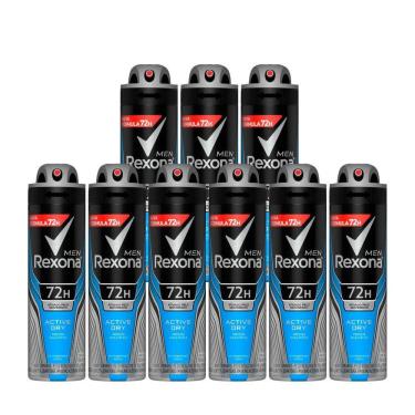 Imagem de Kit  9 Unidades Desodorante Aerosol Rexona Active Dry 150ml
