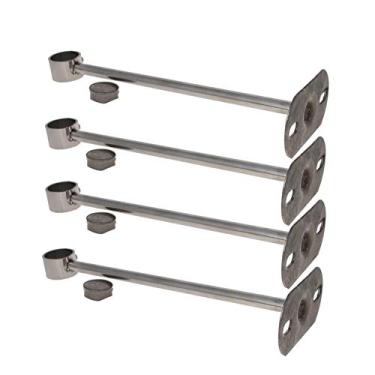 Imagem de Bettomshin Suporte de montagem no teto, suporte de tubo de guarda-roupa, diâmetro de 8 cm, cortina de chuveiro armário haste suporte de haste de guarda-roupa soquete de flange de tubo 4 peças (altura de 25 cm)