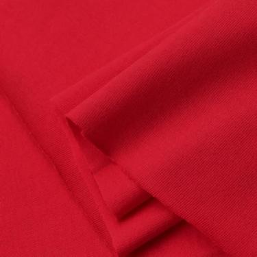 Imagem de Verão algodão malha tecido liso roupas bebê BJD camiseta manga curta moletom fino (45 vermelho, cortado por metro)