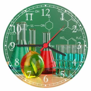 Imagem de Relógio De Parede Ciências Vidrarias Laboratório Química Física Quartz