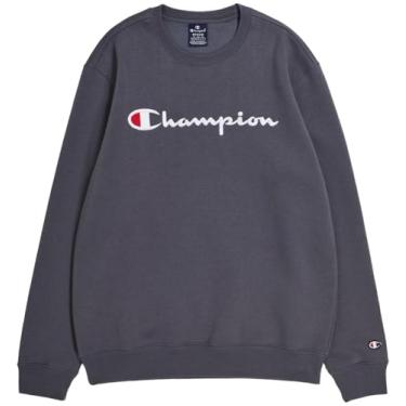 Imagem de Champion Camiseta masculina Powerblend Fleece Crew, Script, (Coleção 2024) cinza-carvão., Small