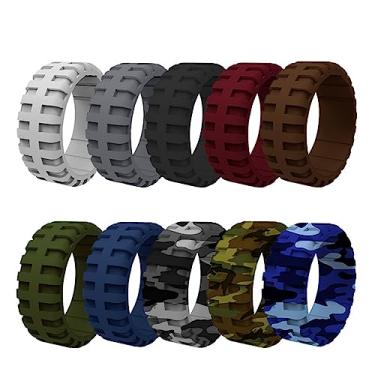 Imagem de 10 peças de anel de silicone para homens anéis de casamento anel de noivado pneu faixa de declaração de borracha joias duráveis confortáveis respiráveis seguras, Silicone Borracha, Configuração de