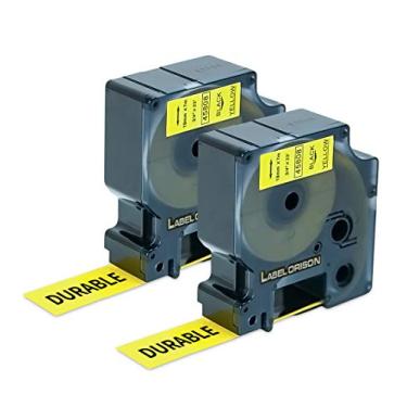 Imagem de Label Orison Compatível com DYMO D1 Fita de etiqueta 19 mm 45808 preto sobre amarelo cassete para DYMO LabelManager 360D 450D 420P 500TS Impressora de etiquetas PnP sem fio, 3/4 polegadas (19 mm) L x