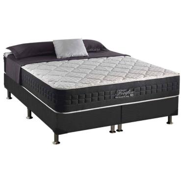 Imagem de  Cama Box Queen: Colchão Molas Ensacadas Anjos MasterPocket Fort Flex + Base CRC Suede Gray(158x198)