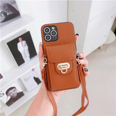 Imagem de Para Samsung S23 Ultra S22 S21 FE S20 Note 20 10 Lite A54 14 24 34 32 52 51 71 Case Slot para cartão Crossbody Carteira Capa de telefone, marrom, para Samsung S20 Plus