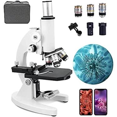 Imagem de Microscópio biológico 30000X / 50000X / 70000X HD com maleta de transporte, conjunto de microscópio monocular profissional para estudantes adultos ensinando aquicultura em laboratório, foco