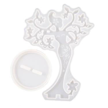 Imagem de Molde 3D em forma de árvore de beleza para anéis e brincos - 2 peças de suporte de joias de silicone macio, molde reutilizável de artesanato DIY