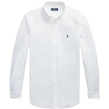 Imagem de Polo Ralph Lauren Camiseta masculina Oxford de ajuste clássico com botões, Ralph Lauren, branco, M