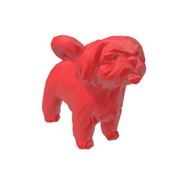 Imagem de Shitzu Low Poly Pet Dog Geométrico Decoração 3D Vermelho