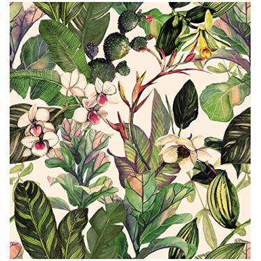 Imagem de Luvdecor Papel de parede floral tropical boho folha de palmeira para banheiro papéis de parede removíveis para locatário folha papel de contato botânico para parede de destaque de armário 44,5 x 299,7
