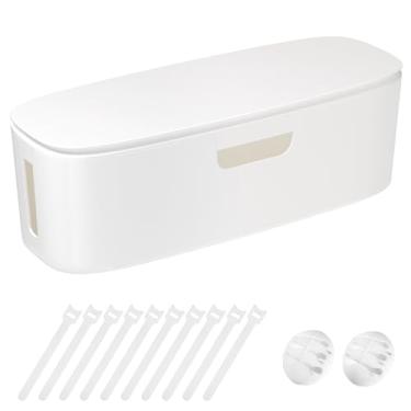 Imagem de Caixa organizadora de cabos – caixa organizadora de cabos grande para esconder régua de energia e embaixo da mesa, caixa organizadora de cabos de TV para computador com provas de bebês, organizador de