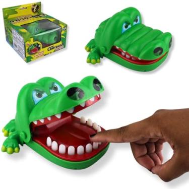 Imagem de Jogo Crocodilo Morde Dedo Infantil De Mesa Brinquedo Jacaré Dentista Pegadinha Presente Para Crianças Cor Verde 15,7cm Tamanho Grande Linha Premium