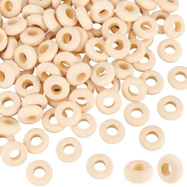 Imagem de PH PandaHall 350 peças 14 mm contas de abaco de madeira natural disco espaçador de abaco Rondelle contas espaçadoras de madeira inacabadas contas de madeira grande buraco contas de madeira para
