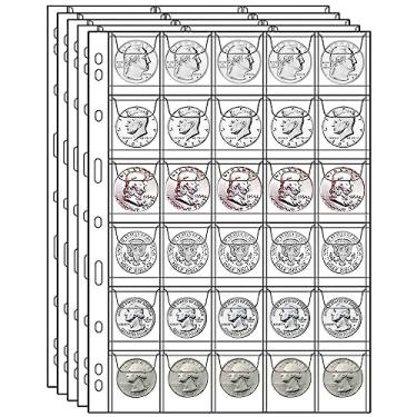 Imagem de MUQING Capas para moedas com 600 bolsos, 20 páginas para moedas, suprimentos de coleta de moedas com 9 furos padrão, folhas de plástico para fichário (30 bolsos)