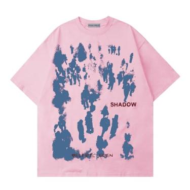 Imagem de Aelfric Eden Camisetas estampadas grandes unissex com estampa de grafite camiseta jato de tinta, 01 - grafite e rosa, PP