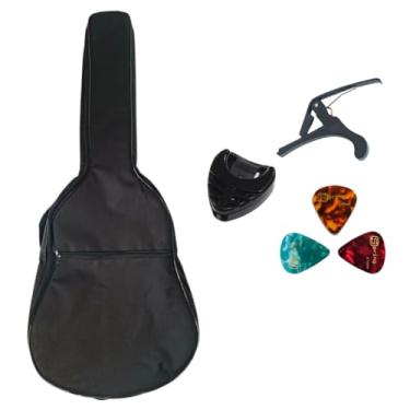 Imagem de Capa Acolchoada com Bolso Preto para Violão Classico, kit porta palheta, palheta e capotraste